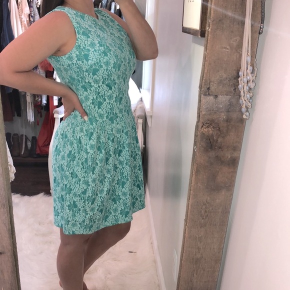 Cynthia Rowley size 12 turquoise lace dress - Picture 2 of 5
